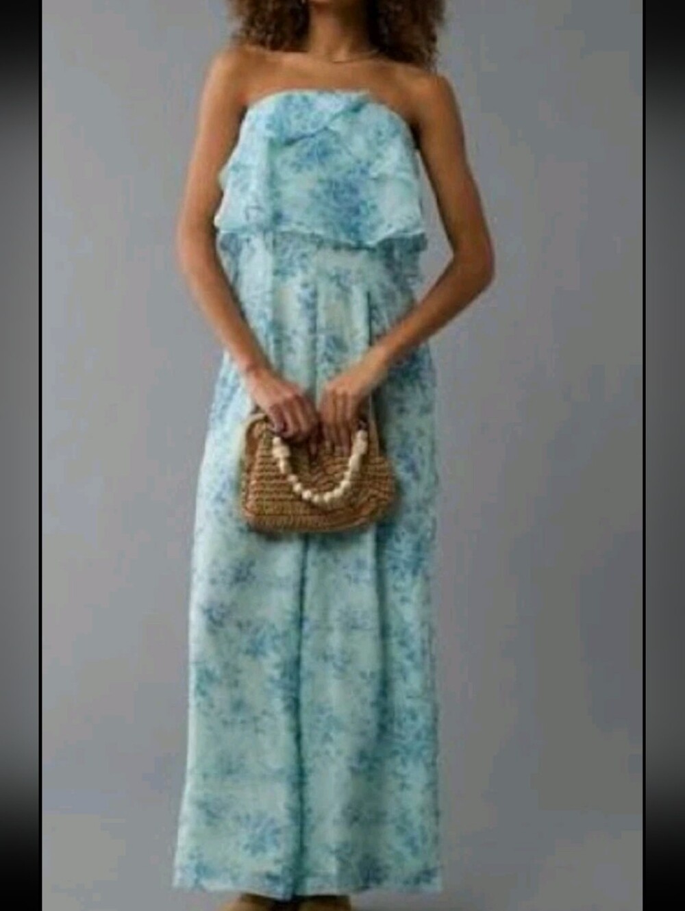 American Eagle Blue Floral Organza Jumpsuit